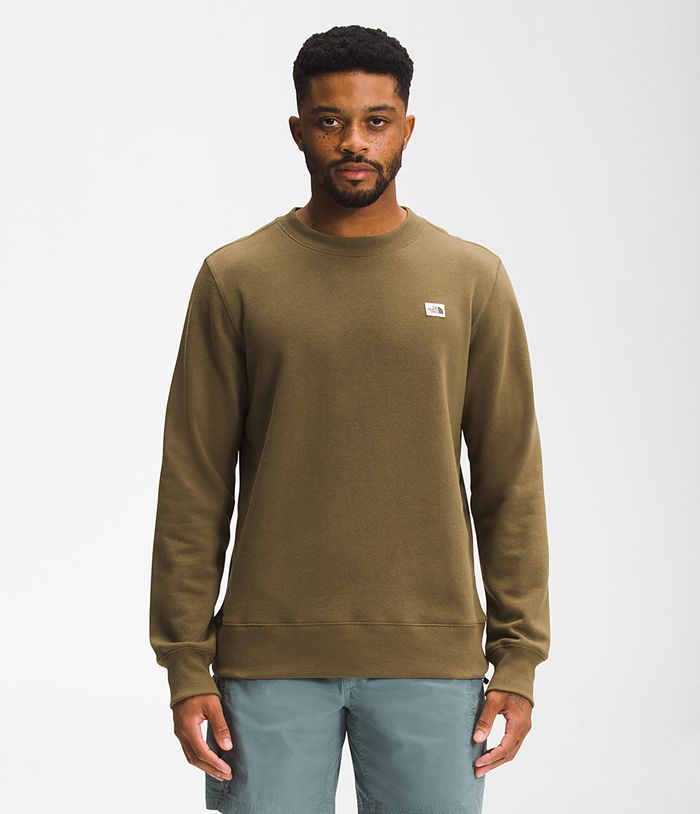 The North Face Mens Sweatshirt Heritage Patch Crew 726PYFRNH - Olive